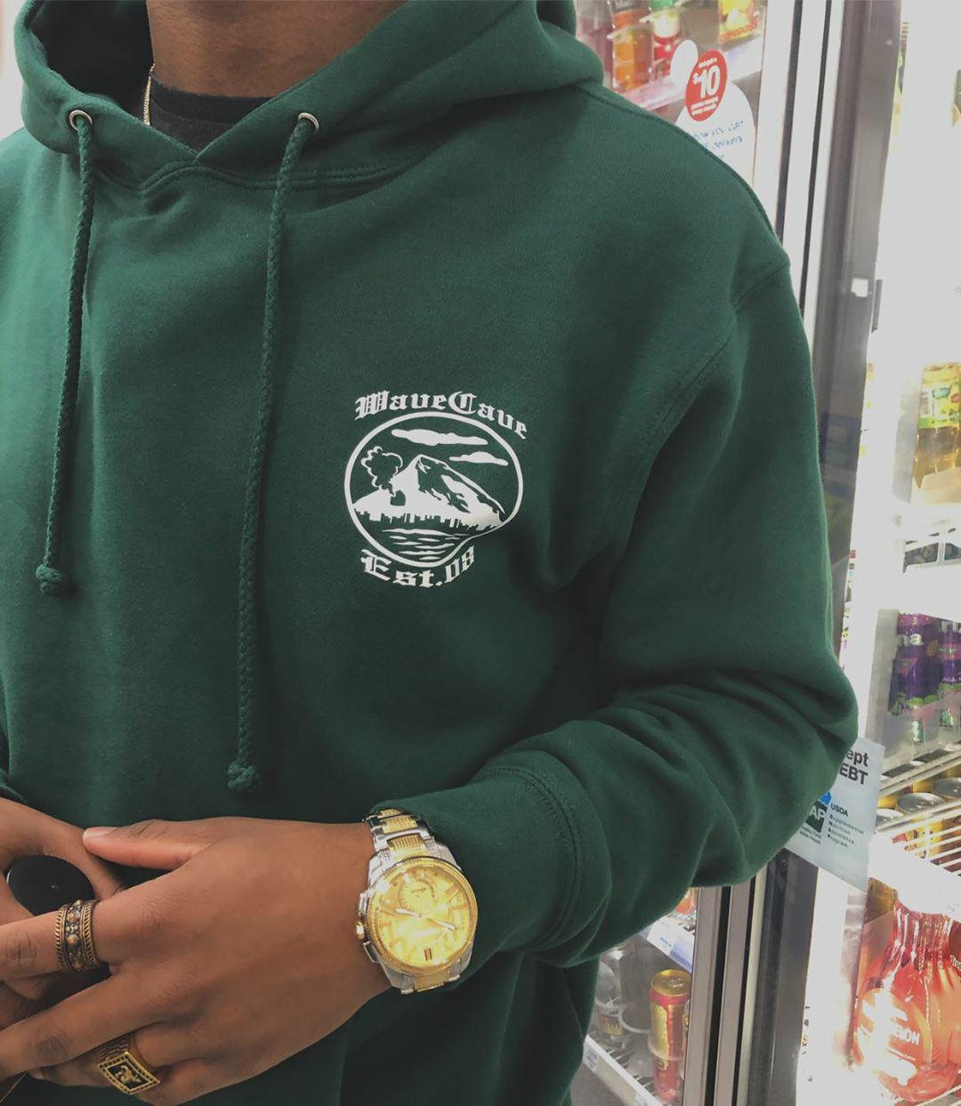 WaveCave pocket logo hoodie