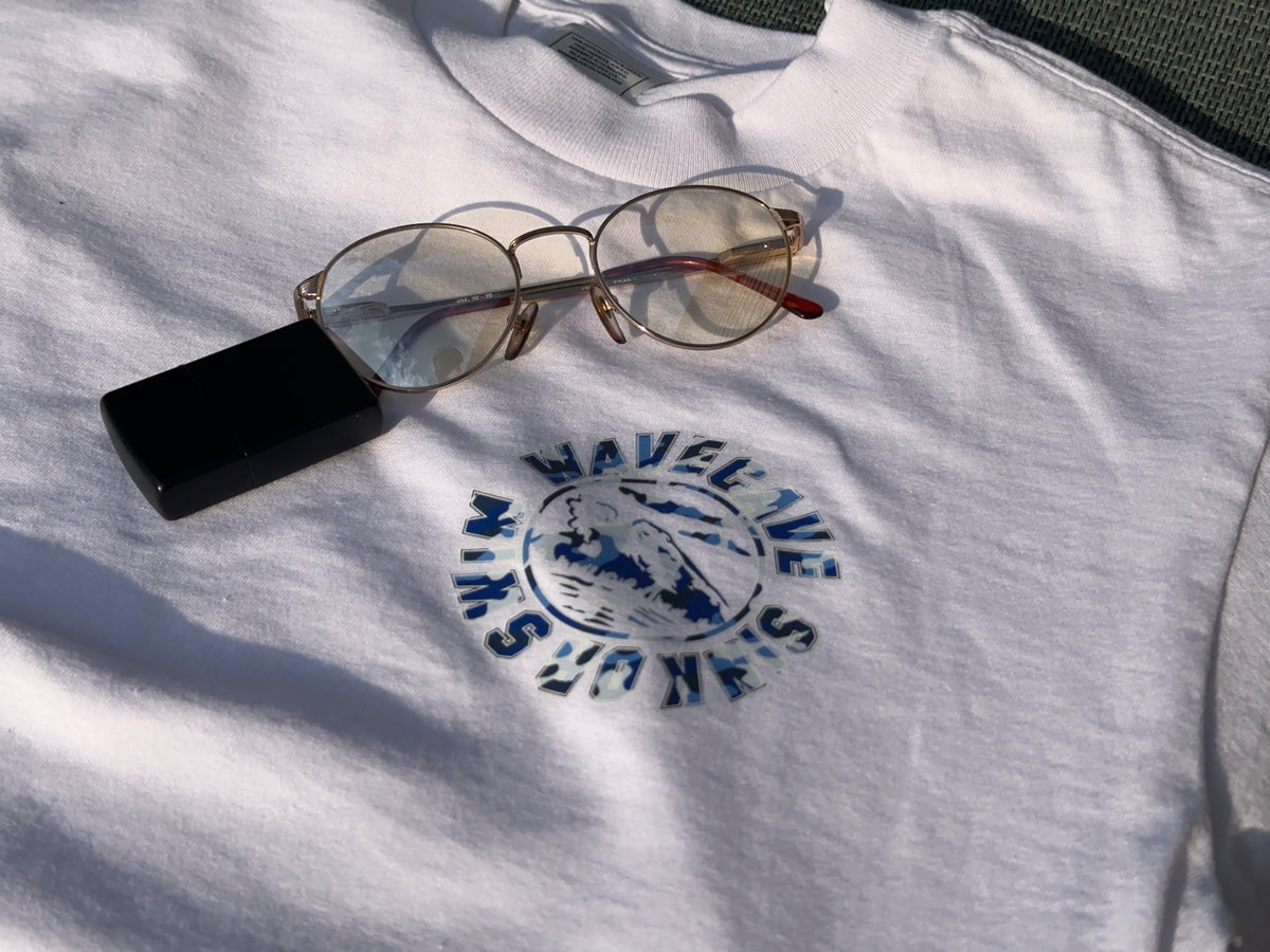 Camo Pocket Logo T-Shirt - White, Blue Logo, chest detail