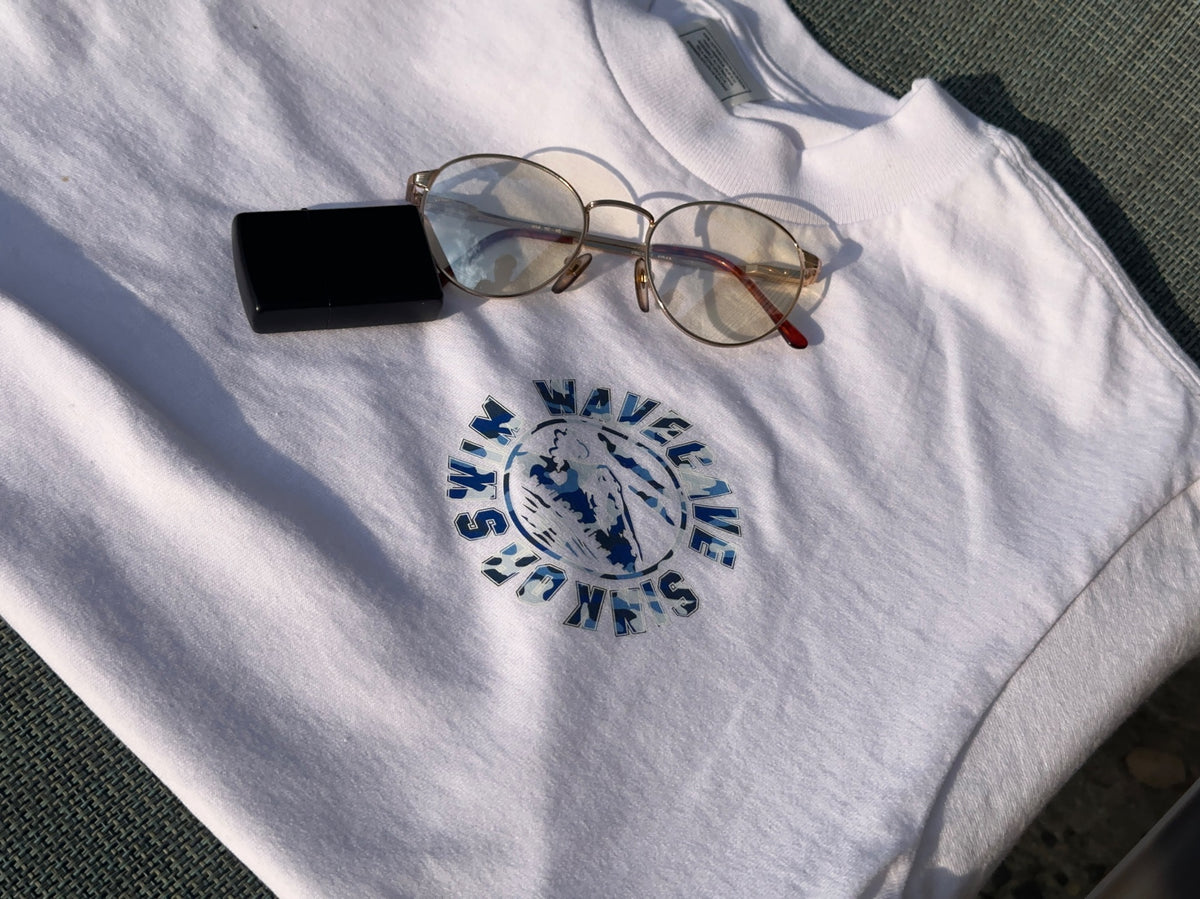 Camo Pocket Logo T-Shirt - White, Blue Logo