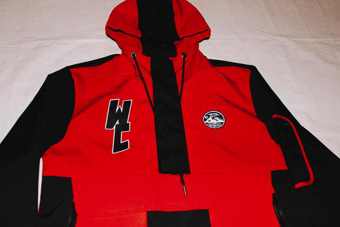 WCNY Windbreaker — Black & Red colorway, front view