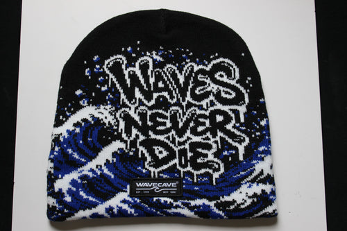 Waves Never Die Jacquard Beanie - Black, front