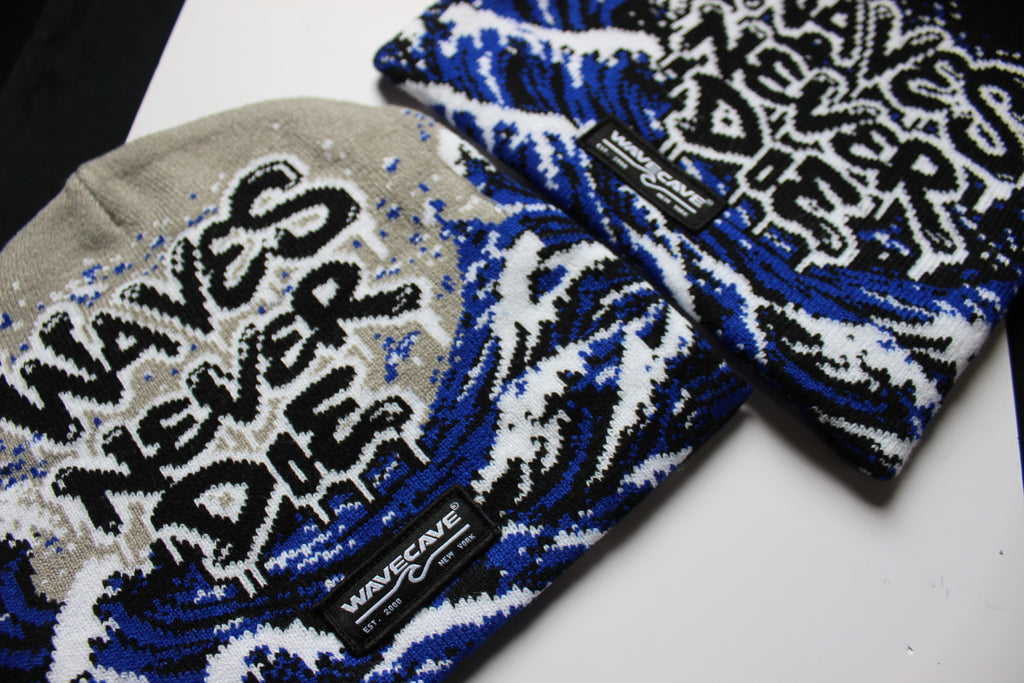 Waves Never Die Jacquard Beanie - Grey and Black